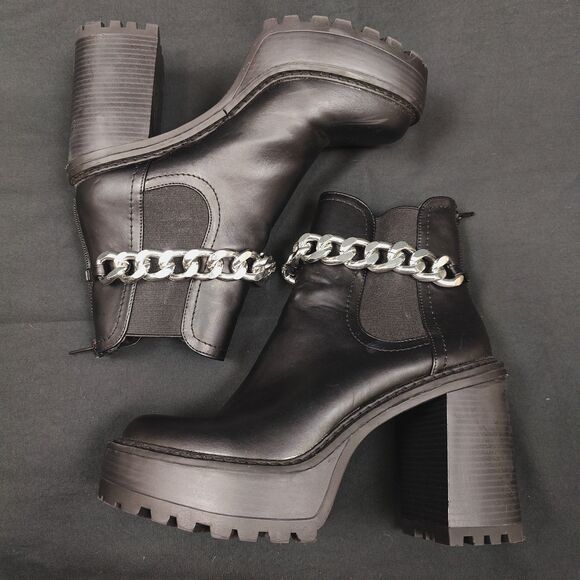 Steve Madden ♡ Madden Girl ♡ Kamora Platform Silver Chain Heeled Ankle Boots - Picture 5 of 8